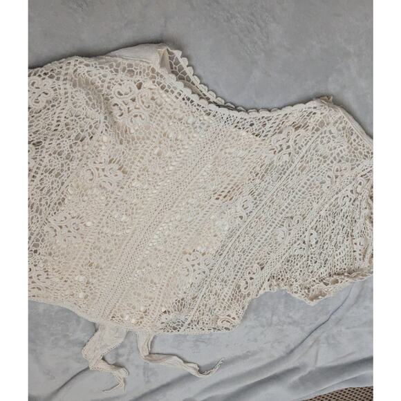 Democracy Wmns top sz XL crochet lace + embroidery+ camisole100% cotton see meas - Picture 9 of 11